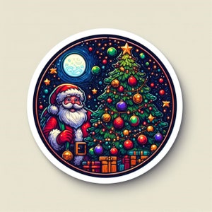 Santa Christmas Tree Sticker | Waterproof, UV Resistant, Vinyl Decal