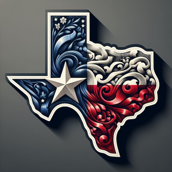 State Of Texas And Flag | Waterproof, UV Resistant, Vinyl  Sticker Decal