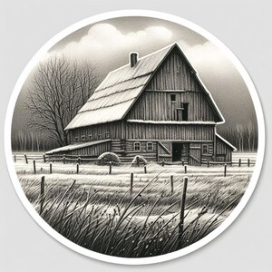 Schuur landschap sticker | Waterdichte vinylsticker