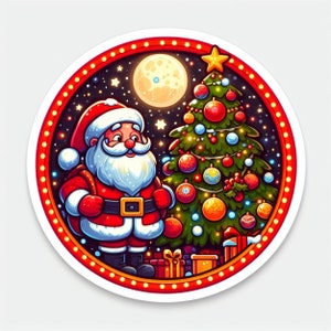 Santa Christmas Tree Sticker | Waterproof, UV Resistant, Vinyl Decal
