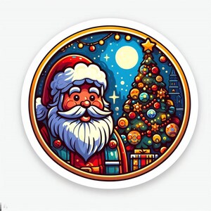 Santa Christmas Tree Sticker | Waterproof, UV Resistant, Vinyl Decal