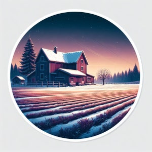 Boerderij landschap sticker | Waterdichte vinylsticker