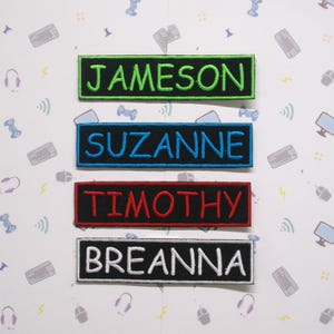 Écusson pour nom polyvalent personnalisé « VOTRE NOM » étiquette brodée thermocollante/à coudre avec crochet de fixation disponible, différentes tailles