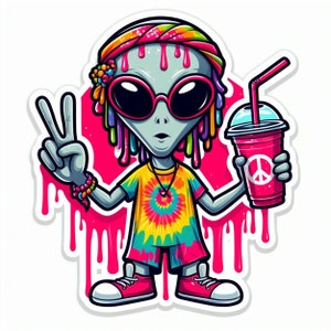 Alien Sticker | Waterproof, UV Resistant, Vinyl  Sticker Decal