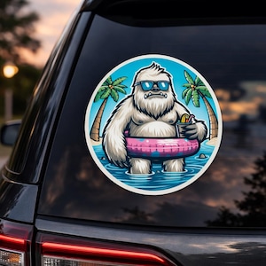 Funny Yeti Summer Sticker Waterproof Vinyl Decal Bigfoot Pool Float Car Window Laptop Water Bottle Cooler Phone Case Gift
