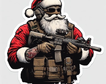 Tactical Santa Clause | Waterproof, UV Resistant, Vinyl  Sticker Decal
