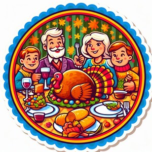 Thanksgiving Family Dinner | Waterproof Vinyl Decal