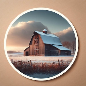 Schuur landschap sticker | Waterdichte vinylsticker