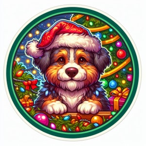 Christmas Dog Sticker | Waterproof, UV Resistant, Vinyl Decal