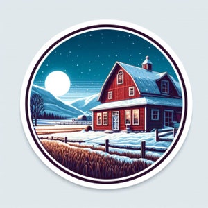 Boerderij landschap sticker | Waterdichte vinylsticker