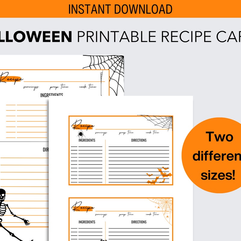 Halloween Recipe Cards - Etsy