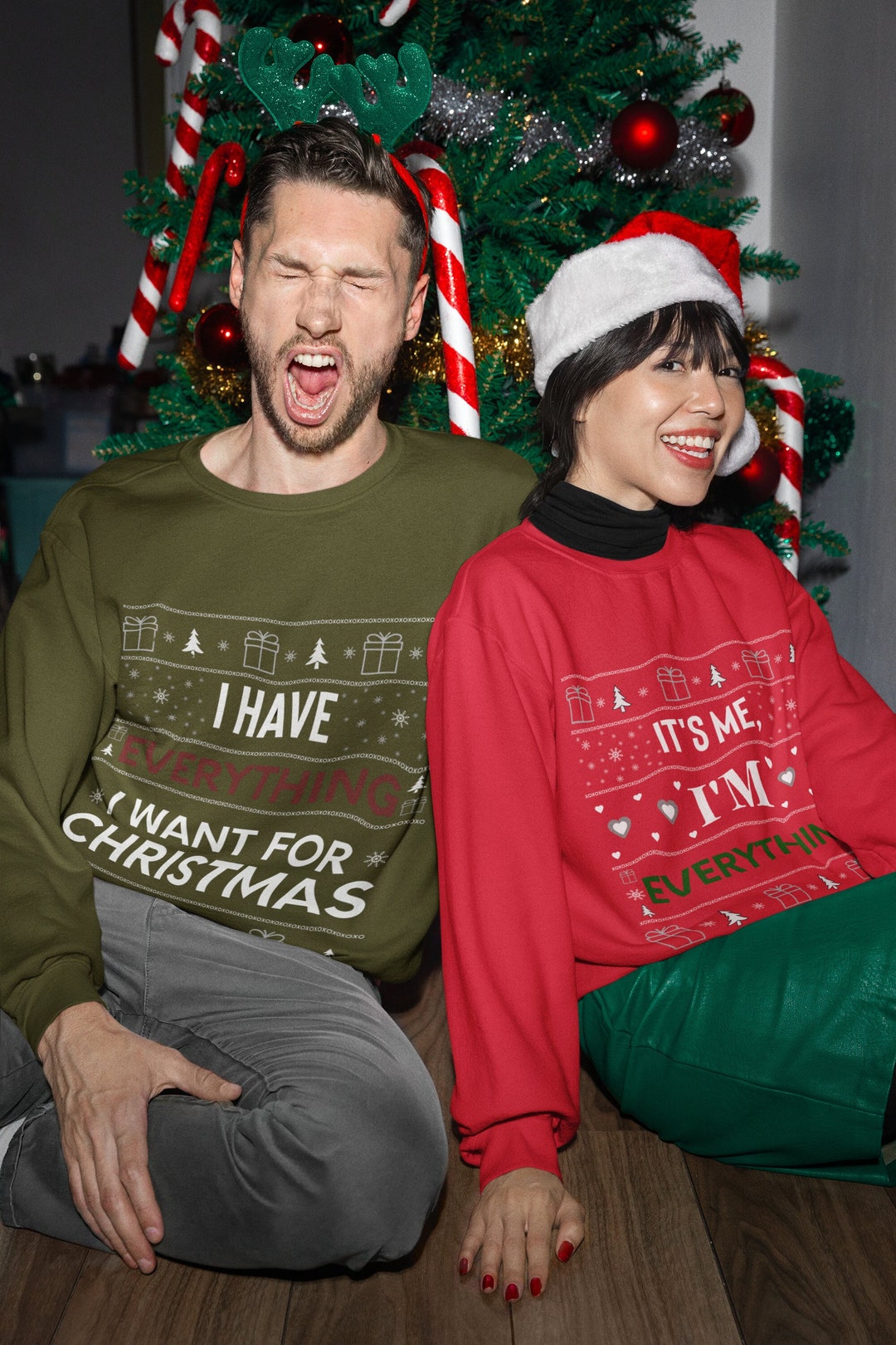 Ugly Christmas Sweater Couple Funny Ugly Matching Christmas Etsy