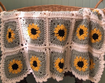 Sweet Sunflower Baby Blanket Crochet Pattern