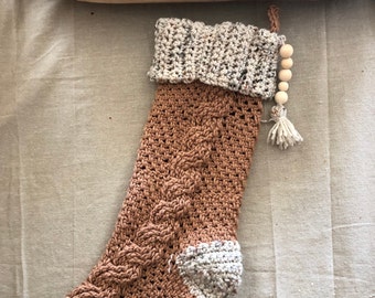 Tasseled Cable Christmas Stocking Pattern