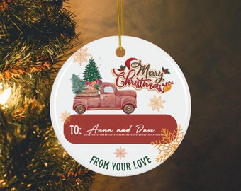 Personalized Ceramic Christmas Ornament Decor Merry Christmas from your love Ornaments Newborn Gift First Christmas Ornaments