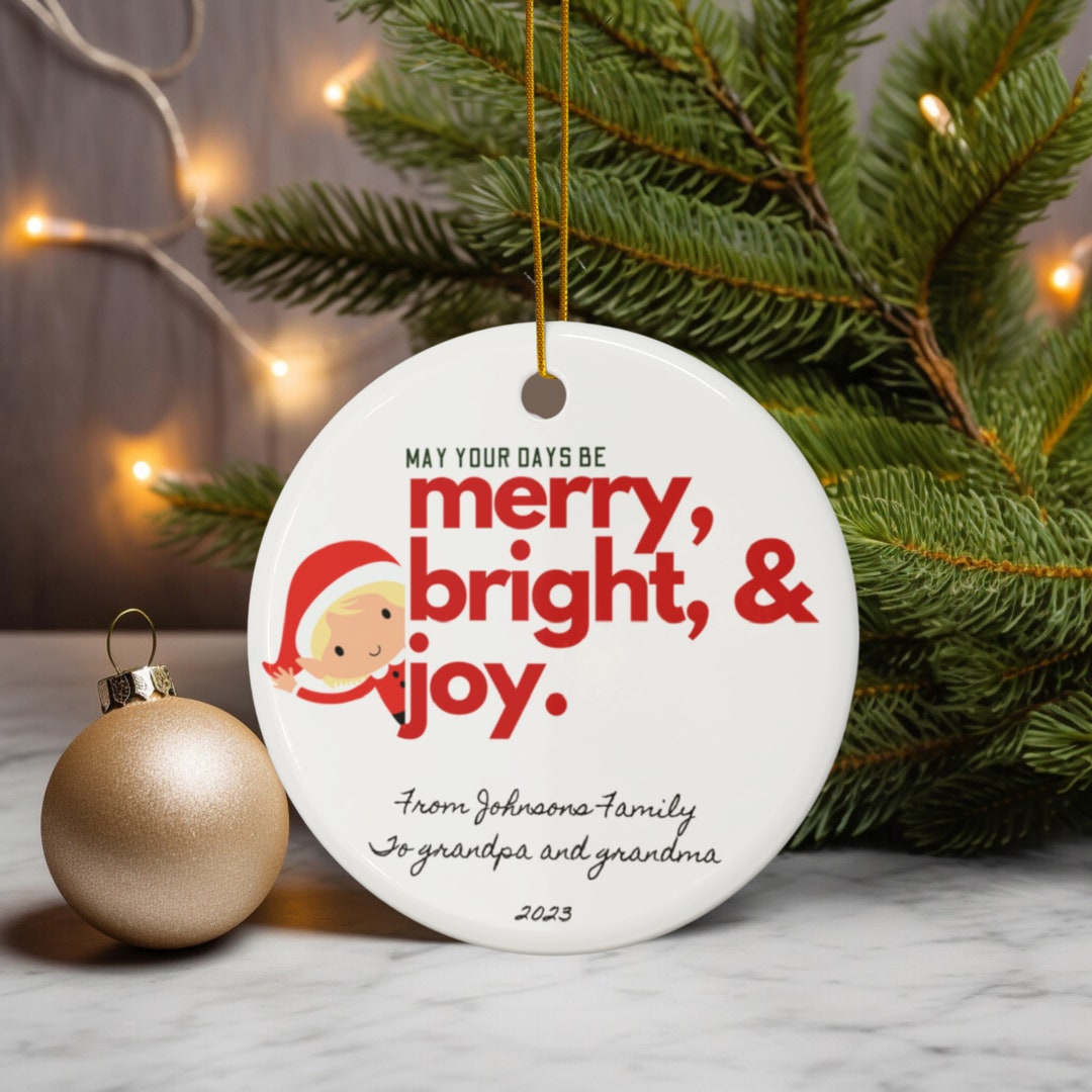 Ceramic Ornament, Personalized Grandparent Ornament, Custom Family Name ...