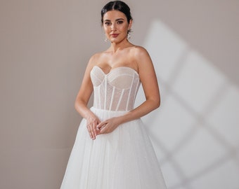 Robe de mariée Robe de mariée bustier Robe de mariée Robe de mariée sur mesure Manches détachables Robe de mariée Aline Robe de mariée ivoire