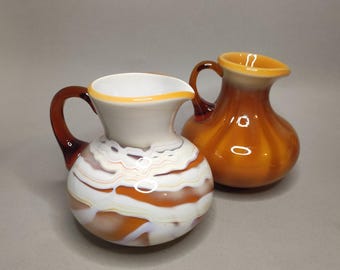 Vintage Yugoslav Hand Blown Art Glass Vase – Murano Style Amber Swirl Mid Century