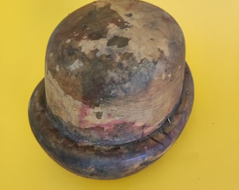 Antique Wooden Hat Form Vintage Milliner Mad Hatter Hatmakers Millinery Mold