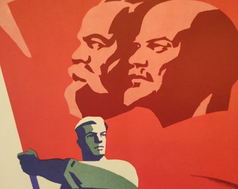 Vintage Russian Soviet Union Propaganda Art Poster USSR V.M. Briskin