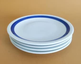 Vintage Jugokeramika Side Plate | Mid-Century Blue Rim Porcelain