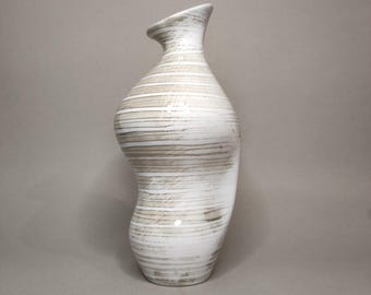 Vintage KIL Liboje Vase – Mid Century Modern Striped Ceramic Studio Pottery Decor