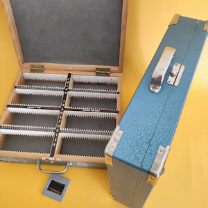 Vintage Aufbewahrungsbox für Dias oder Negative aus Holz - für 200 Passepartouts