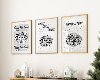 Christmas Print Set of 3, Christmas Printable Wall Art, Christmas Digital Art, Xmas Home Decor, Trendy Poster, Holiday Print Set