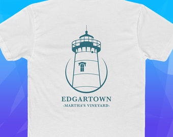 Hombres y mujeres / Faro de Edgartown, Martha's Vineyard, Camiseta, Viajes, Mar, Agua, Océano, Emoción, Faro, Massachusetts