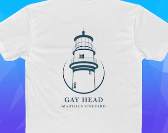Hombres y mujeres / Cabeza gay, Faros de Martha's Vineyard, Camiseta, Viajes, Mar, Agua, Océano, Emoción