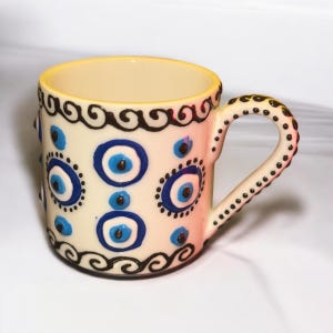 Aangepaste keramische koffiemok | Handgeschilderde boze oog keramische koffie- en espressokop