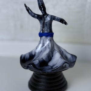 Handmade Marble Pattern Whirling Dervish Figurine: Sufi Dancer Statue