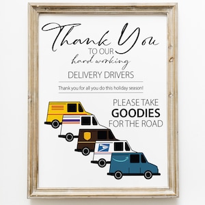 delivery driver thank you sign | 8x10 delivery driver snack sign | take a treat sign | delivery driver sign | digital download