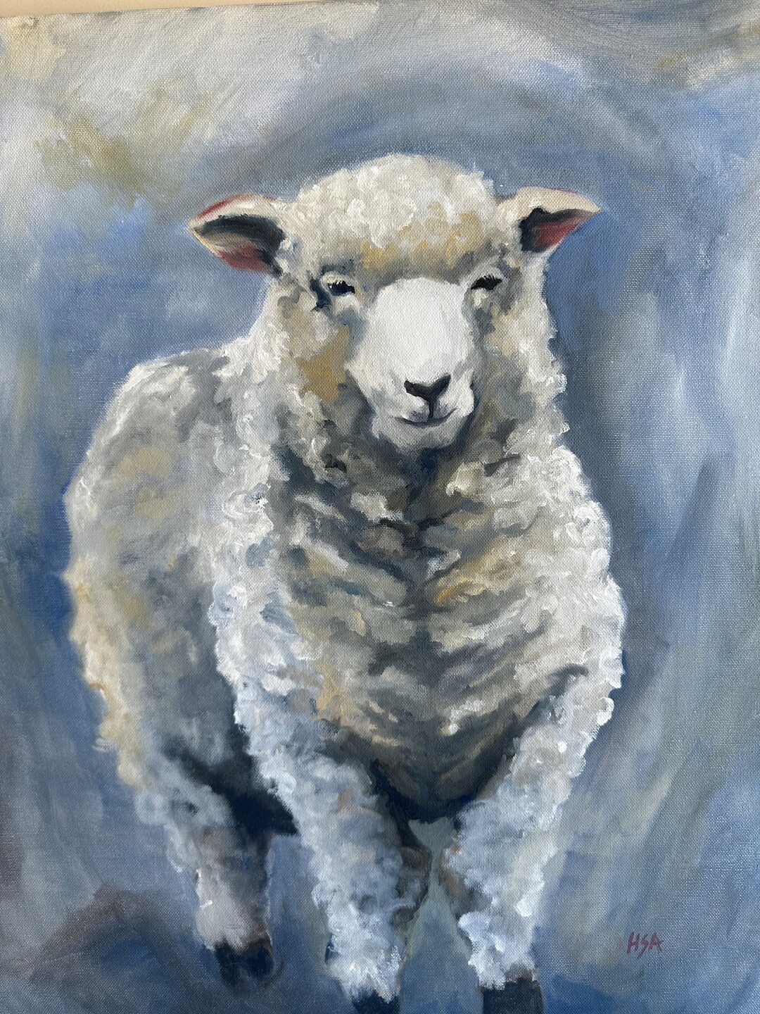 Original Signed Sheep Painting, Acrylic on Canvas - Etsy