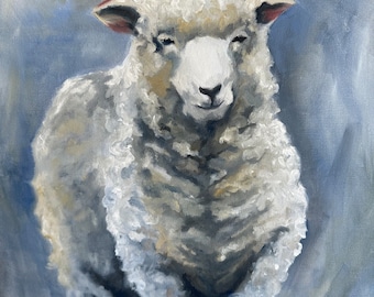 抽象的な羊の絵画：オリジナルアクリルアート、9x12インチ - Etsy 日本