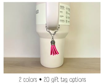 Bedel beker - leren kwastje - handvatbedel - Stanley - HydroJug - Owala - eenvoudig modern - HydroFlask - BruMate - Yeti - cadeau voor vrouwen