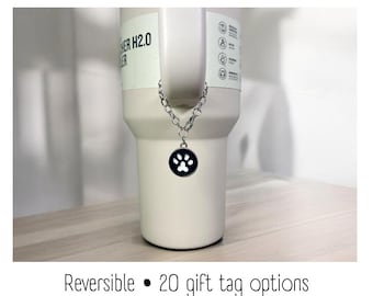 Tumbler Charm - Reversible Pawprint - Handle Charm - Stanley - HydroJug - Owala - Simple Modern - HydroFlask - BruMate - Gift for Women
