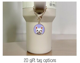 Tumbler Charm - White Pitbull - Handle Charm - Stanley - HydroJug - Owala - Simple Modern - HydroFlask - BruMate - Gift for Women