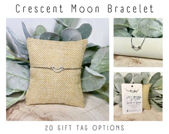 Charm Bracelet - Crescent Moon - Beaded Bracelet - Gemstone Bracelet - Minimalist Jewelry - Gift for Women