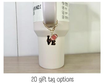 Dije para vaso - Love Football - Dije con asa - Stanley - HydroJug - Owala - Simple Modern - HydroFlask - BruMate - Yeti - Regalo para mujeres