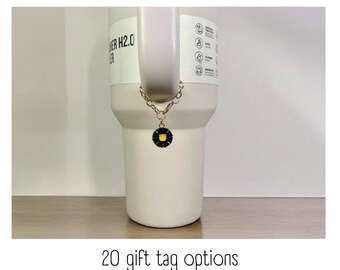 Tumbler Charm - Black Daisy - Handle Charm - Stanley - HydroJug - Owala - Simple Modern - HydroFlask - BruMate - Gift for Women