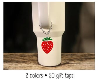 Tumbler Charm - Strawberry (XL) - Handle Charm - Stanley - HydroJug - Owala - Simple Modern - HydroFlask - BruMate - Yeti - Gift for Women