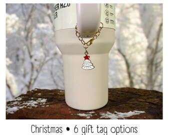 Charm para copo - Árvore de Natal branca - Charm para alça - Stanley - HydroJug - Owala - Simple Modern - HydroFlask - BruMate - Presente para mulheres