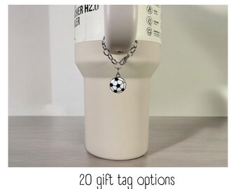 Dije para vaso - Balón de fútbol (plata) - Dije para asa - Stanley - HydroJug - Owala - Simple Modern - HydroFlask - BruMate - Regalo para mujeres
