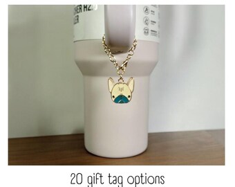 Tumbler Charm - Frenchie Head - Handle Charm - Stanley - HydroJug - Owala - Simple Modern - HydroFlask - BruMate - Gift for Women