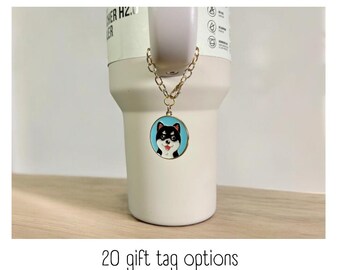 Tumbler Charm - Shiba Inu / Black Husky - Handle Charm - Stanley - HydroJug - Owala - Simple Modern - HydroFlask - BruMate - Gift for Women