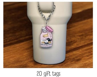 Tumbler Charm - Cat Anti-Depressant - Handle Charm - Stanley - HydroJug - Owala - Simple Modern - HydroFlask - BruMate - Yeti - Gift for Wom