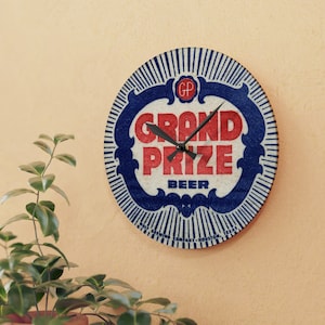 Grand Prize Beer Acrylic Wall Clock - Gulf Brewing Company, Galveston-Houston Texas