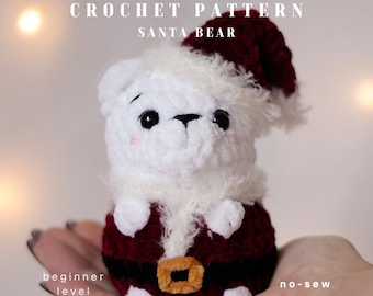 Santa Bear Amigurumi | No-Sew Christmas Bear Crochet Pattern (Printable PDF) | Beginner Friendly | Easy Plushie | Collab pattern