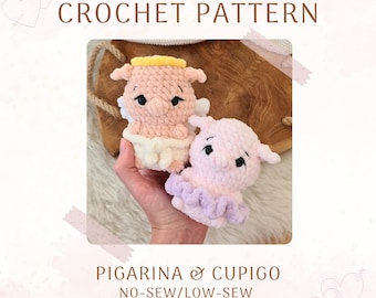 Pigarina & Cupigo 2-in-1 No-Sew/Low-Sew Crochet Piggy Pattern
